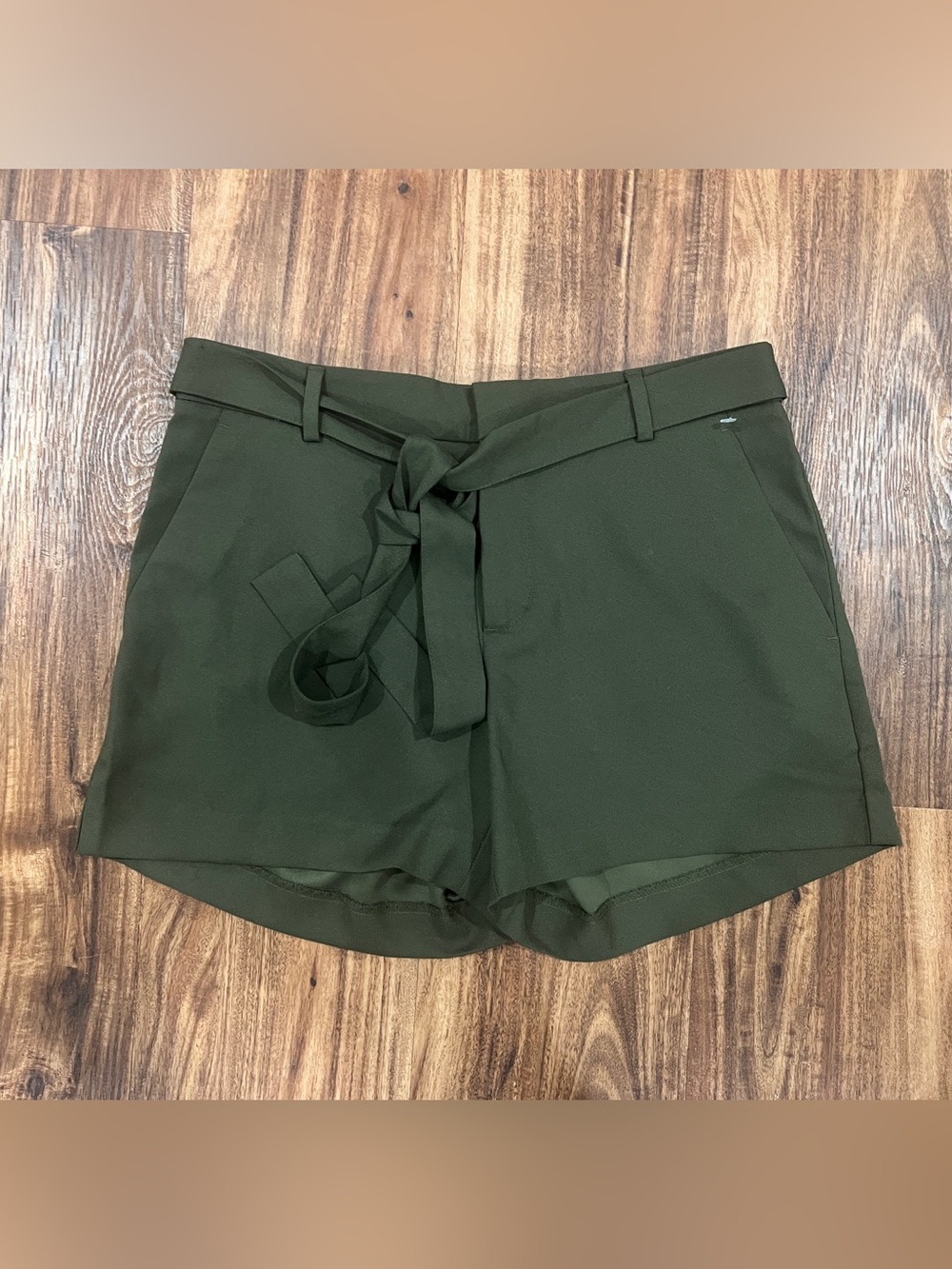 Banana Republic Dark Olive High-Waist Tie Shorts